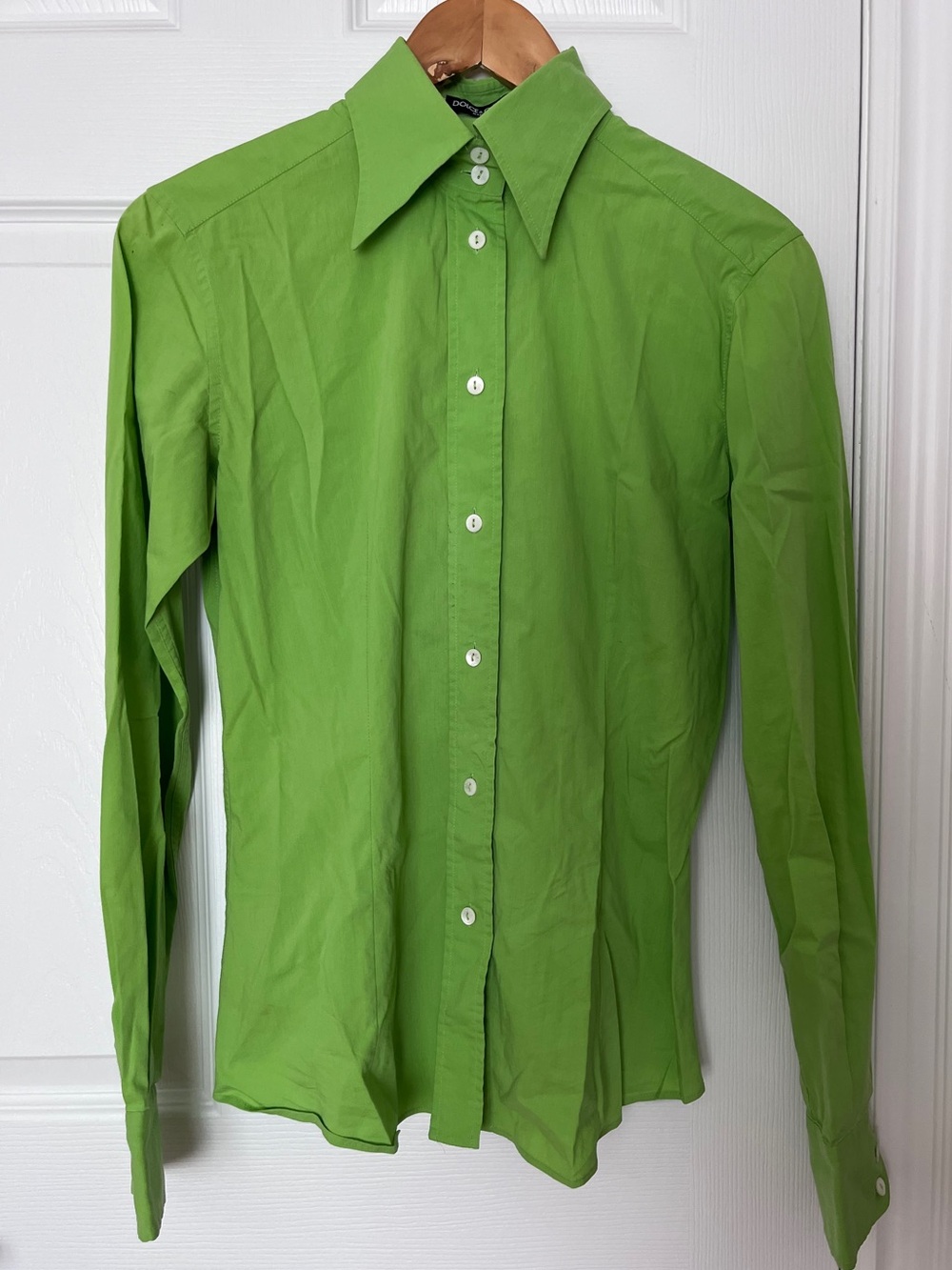 Dolce & Gabbana Lime Green Button-Down Cotton Shirt